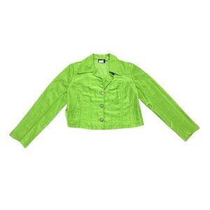 Vintage Women’s Wild Rose Petite Cropped Jacket Lime Green y2k